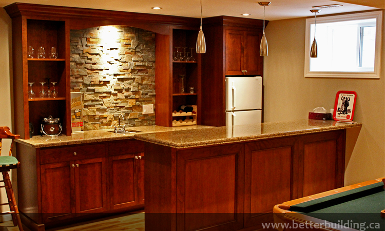 Cherry Wet Bar with seating